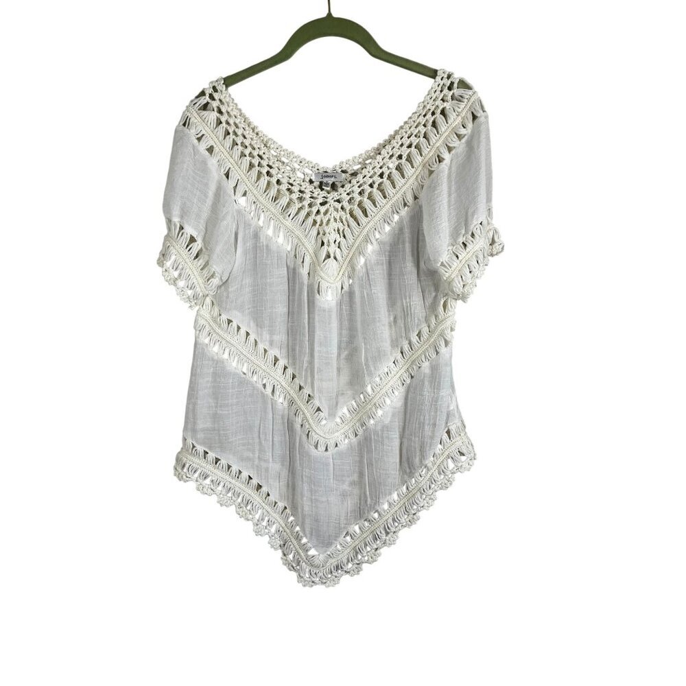 Crochet Gauze Top White S Boho Indie Folk Festival Beach‎ Coastal Neutral Chic